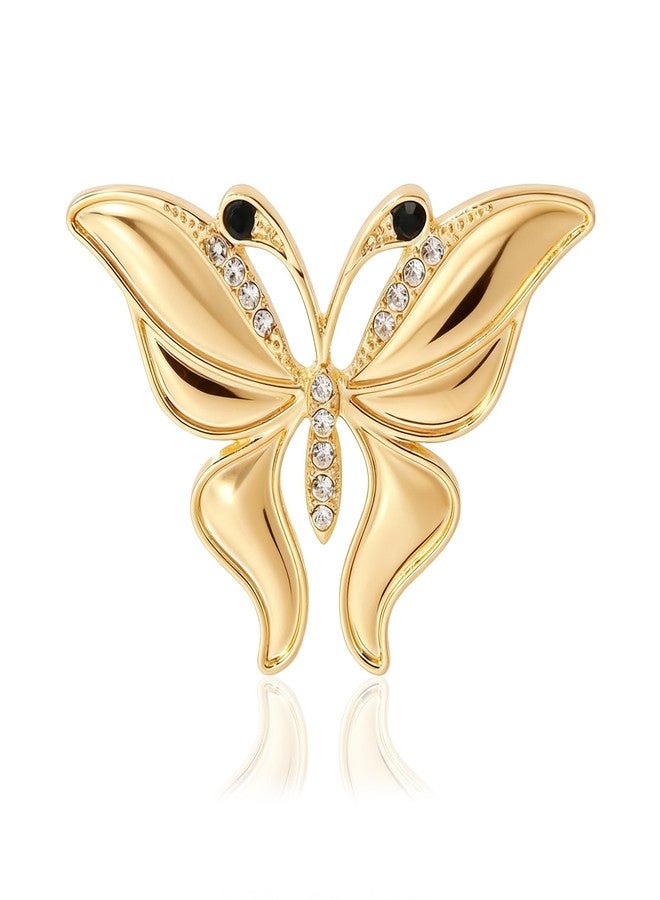 CZMZHFC Gold Butterfly Broochs Pin for Women,Small Elegant Butterfly Brooch for Lapel,Christmas Party Stylish Dress Hat Bags Pin Accessories (Gold B) - Image 1